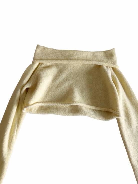 Sweaters - Girls' Cream Faux-Wool Cropped Sweatshirt